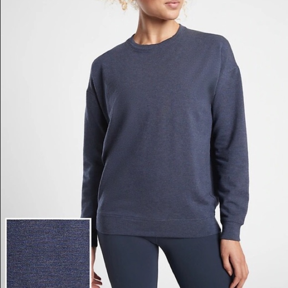 Athleta Pullover Sweatshirt Oversized Soft Warm XS Navy